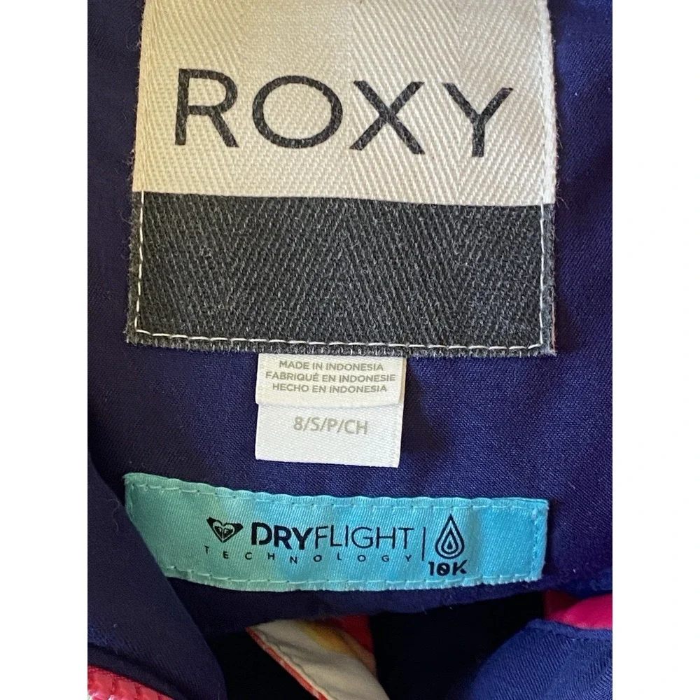 ROXY DryFlight 10K Girls Floral Snowboard Ski Jacket Faux Fur Hood Size 8 Small
